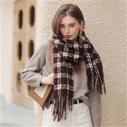 (60*180CM)( khaki)color grid scarf Autumn and Winter fashion imitate sheep velvet scarf thick warm Collar woman
