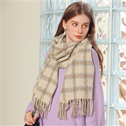 (60*180CM)( rice white stripe)color grid scarf Autumn and Winter fashion imitate sheep velvet scarf thick warm Collar w