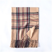 (65*180CM)( Yellowish brown)imitate sheep velvet scarf Winter tassel grid shawl scarf woman medium long thick warm Coll