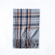(65*180CM)( blue  gray )imitate sheep velvet scarf Winter tassel grid shawl scarf woman medium long thick warm Collar
