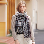 (70*180CM)( blue  gray houndstooth)tassel Winter imitate sheep velvet scarf thick warm shawl  houndstooth scarf woman