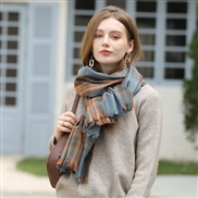 scarf woman Winter tassel imitate sheep velvet grid scarf warm Collar shawl