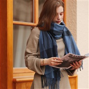 (70*180cm)( blue) scarf Autumn and Winter thick warm imitate sheep velvet scarf grid print Autumn and Winter Collar wom