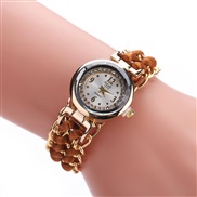 (light brown)creatve watch lady  weave Bracelets bangle watch-face