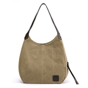 ( khaki)canvas bag woman bag fashion all-Purpose brief Korean style shoulder handbag more layer leisure big bag