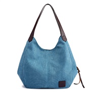 ( blue)canvas bag woman bag fashion all-Purpose brief Korean style shoulder handbag more layer leisure big bag
