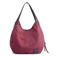 ( purple )canvas bag woman bag fashion all-Purpose brief Korean style shoulder handbag more layer leisure big bag