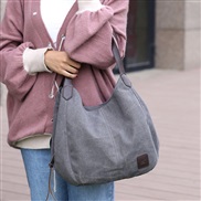 ( gray)canvas bag woman bag fashion all-Purpose brief Korean style shoulder handbag more layer leisure big bag