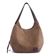 ( Brown)canvas bag woman bag fashion all-Purpose brief Korean style shoulder handbag more layer leisure big bag
