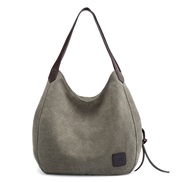 ( Army green)canvas bag woman bag fashion all-Purpose brief Korean style shoulder handbag more layer leisure big bag