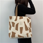 ( Dark brown)canvas bag woman shoulder big studentins wind belt zipper portable canvas