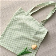( green)ins wind retro cotton grid Shoulder bag all-Purpose belt canvas bag student portable woman