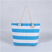 (sky blue  stripe) Stripe bag  lady Shoulder bag leisure woman canvas bag