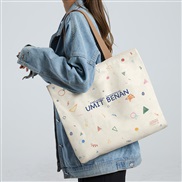 (  Beige)canvas bag woman high capacity handbag original bag big student Shoulder bag