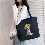 (  black)canvas bag woman summer shoulder handbag student bag high capacity canvas