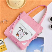 ( Pink )canvas bag woman messenger bag high capacityins student Korean style leisure Double bag