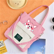 (  Pink)canvas bag woman messenger bag high capacityins student Korean style leisure Double bag