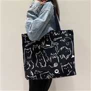 (MIMI  black)canvas bag woman spring summer Shoulder bag student all-Purpose portable high capacity canvas