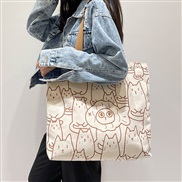 (  Beige)canvas bag woman spring summer Shoulder bag student all-Purpose portable high capacity canvas