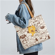 (  Beige)canvas bag woman spring summer Shoulder bag student all-Purpose portable high capacity canvas