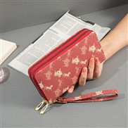 ( red)Double zipper coin bag lady long style occidental style high capacity Double layer Wallets print Clutch bag