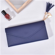 ( Dark blue)coin bag woman long style Korean style student Wallets fashion love pendant tassel buckle coin bag