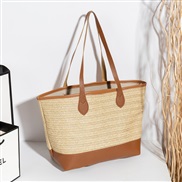 ( Dark brown)lady bag weave pattern color portable leisure high capacity simple Shoulder bag
