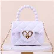 ( white) Jelly handbag candy colors Jelly bag shoulder Mini chain key Pearl handbag