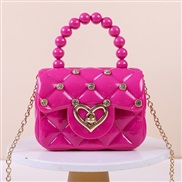( rose Red) elly handbag candy colors elly bag shoulder Mini chain key Pearl handbag