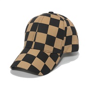 ( brown)original leisure all-Purpose cap man wind head geometry rhombus grid baseball cap woman