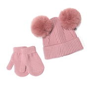 ( Pink) color white man woman samll hat gloves set child style