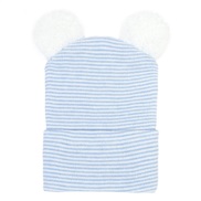 ( blue  while )Autumn and Winter Baby hats  occidental style Double layer thick warm knitting Double hedging