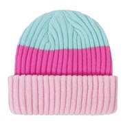 ( pink)occidental style child knitting hat  Autumn and Winter warm Stripe color man woman woolen