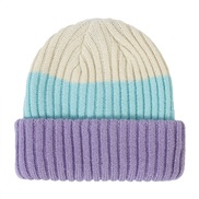( purple )occidental style child knitting hat  Autumn and Winter warm Stripe color man woman woolen