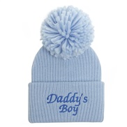(#6Daddy s Boy)(  blueDaddy s Boy)occidental style Baby hats Autumn and Winter embroidery Word knitting woolen