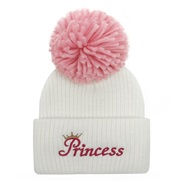 (#7Princess)(  pink while Princess)occidental style Baby hats Autumn and Winter embroidery Word knitting woolen