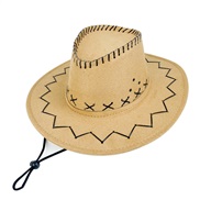 ( khaki ) wind rope Cowboy hat man Outdoor sunscreen Shade big retro