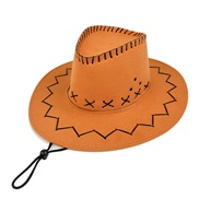 (M56-58cm)( Orange ) wind rope Cowboy hat man Outdoor sunscreen Shade big retro