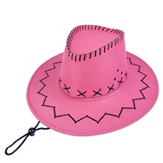 (M56-58cm)( Pink ) wind rope Cowboy hat man Outdoor sunscreen Shade big retro