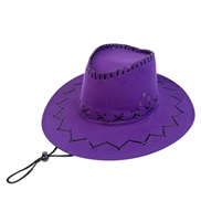 (M56-58cm)(purple ) wind rope Cowboy hat man Outdoor sunscreen Shade big retro