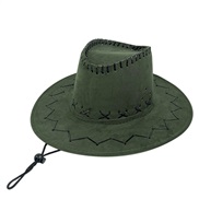 (M56-58cm)( gray  ) wind rope Cowboy hat man Outdoor sunscreen Shade big retro