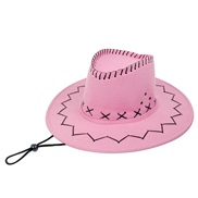 (M56-58cm)( pink ) wind rope Cowboy hat man Outdoor sunscreen Shade big retro