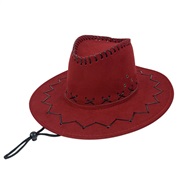 (M56-58cm)( Dull red ) wind rope Cowboy hat man Outdoor sunscreen Shade big retro