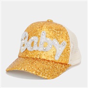 ( while Gold )Korean style Word sequin baseball cap man woman leisure all-Purpose child hat Outdoor sunscreen Shade