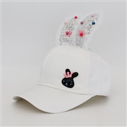 ( white )Korean style sequin lovely rabbit baseball cap man woman cap sunscreen student sun hat