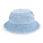 (M56-58cm)( blue  )Korean style retro Cowboy hip-hop cap  man woman Shade sunscreen sun hat pure color