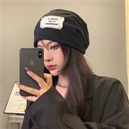 ( black) style knitting woman Korean style big head Autumn and Winter velvet thick man bag head
