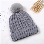 ( one size)( gray)Winter warm woolen lovely pure color knitting thick hedging