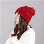 ( one size)( Burgundy)Autumn and Winter trend  woolen hat ribbon  Outdoor warm hat woman