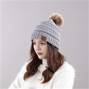( one size)(Dark gray)Autumn and Winter trend  woolen hat ribbon  Outdoor warm hat woman